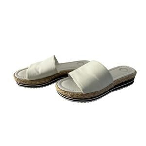 Womens Espadrille Platform Slide Sandals Size 7.5 White Flatform Slip On Jute